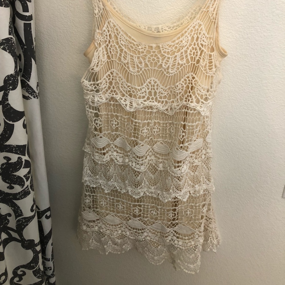 Lace dress white on nude. Issi brand size small